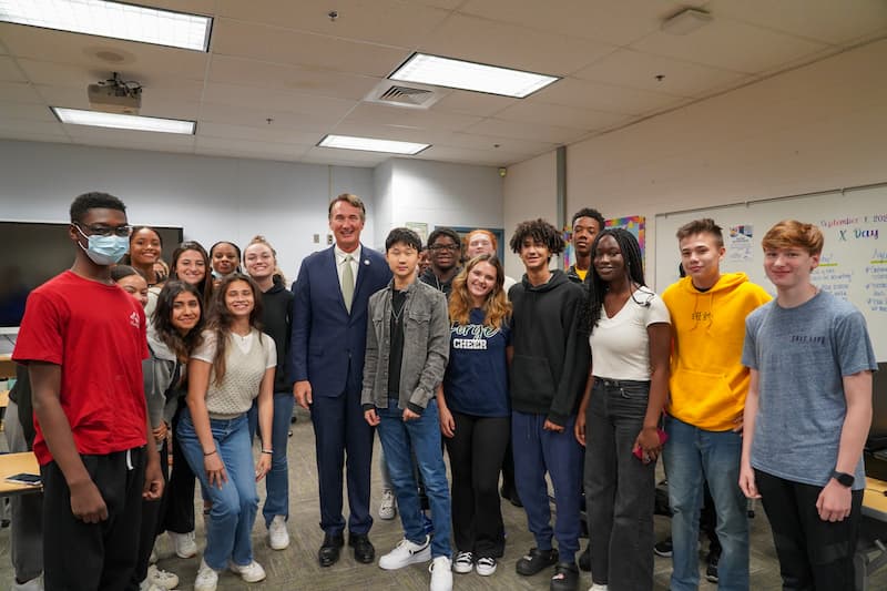 High School Students With Governor Youngkin