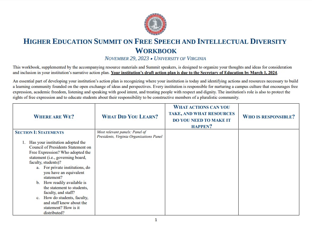 Higher Education Summit Workbook - Cover